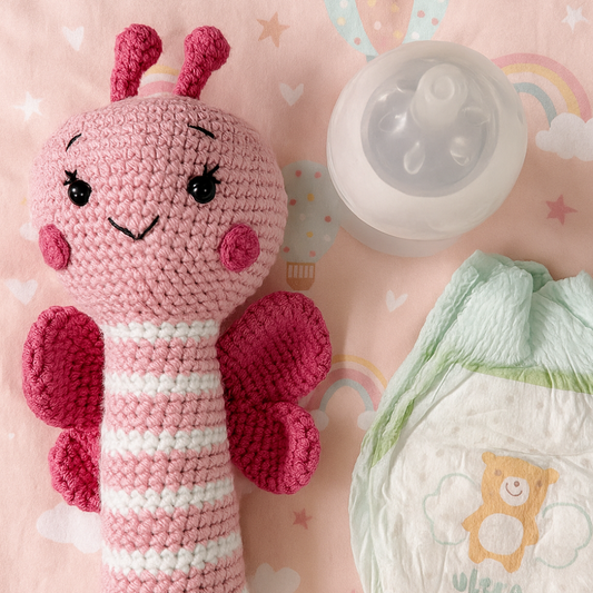 Handmade Butterfly Crochet Rattles as Thoughtful Baby Shower Gifts