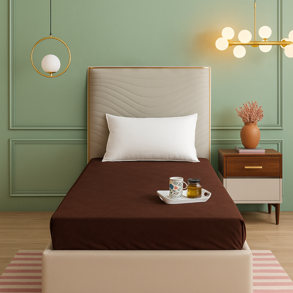 Terry Navy Blue Single Bed Waterproof Mattress Protector