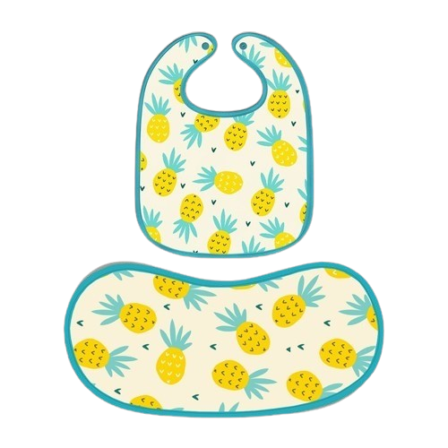 Happy Matty Pineapple Print Burp & Bib Sheet