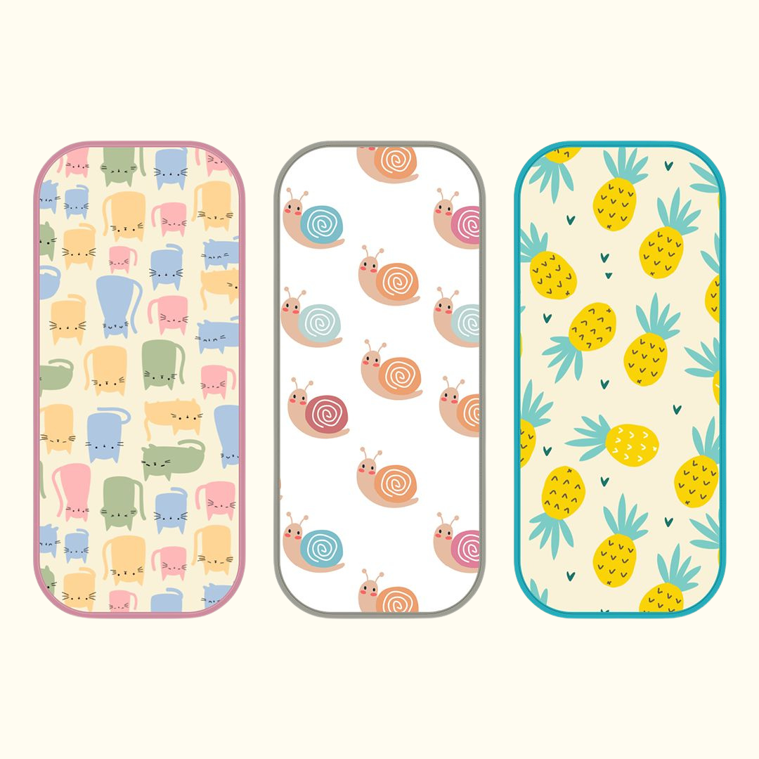Pineapple, Snail & Cat Print Baby Burp Sheet Large (Pack of 3)