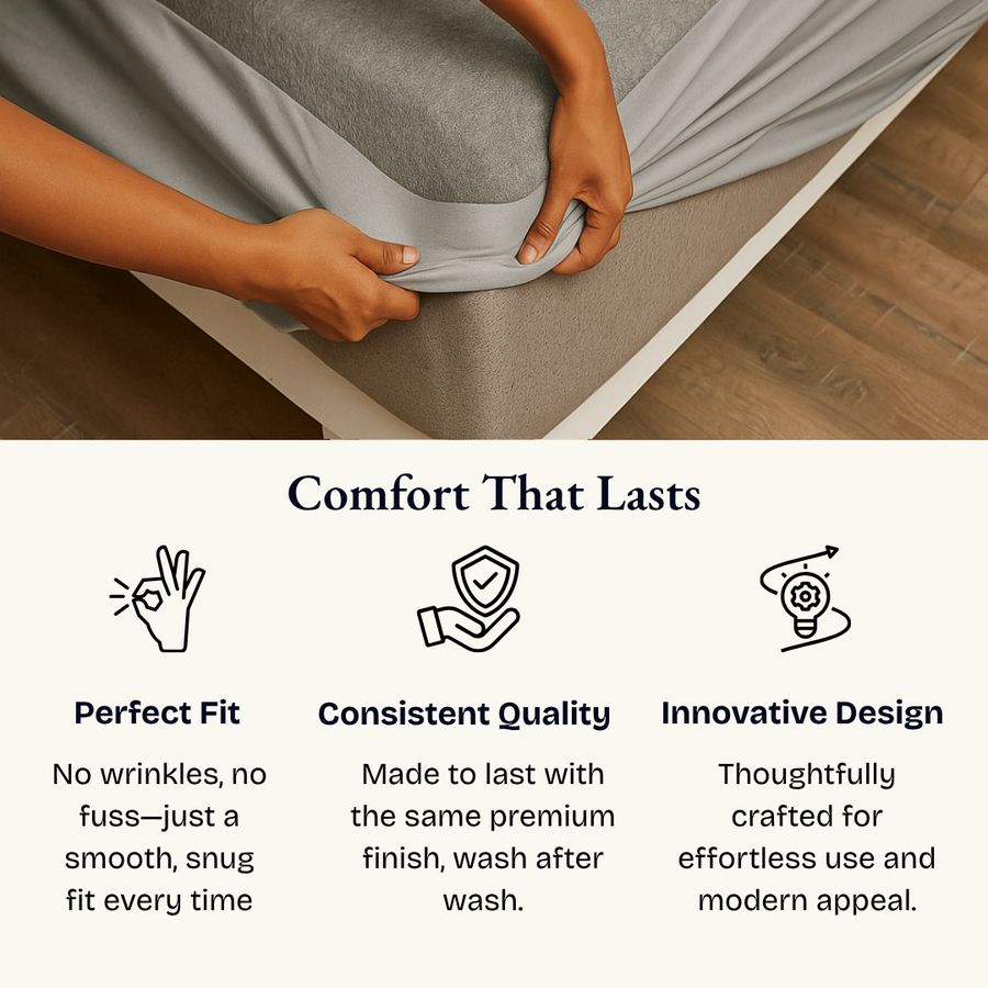 Lycra Grey Waterproof Mattress Protector