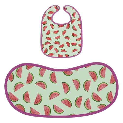 Happy Matty Watermelon Print Burp & Bib Sheet