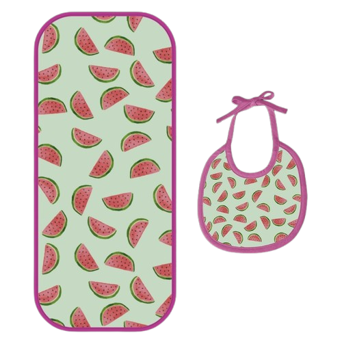 Happy Matty Watermelon Print Burp & Bib Sheet