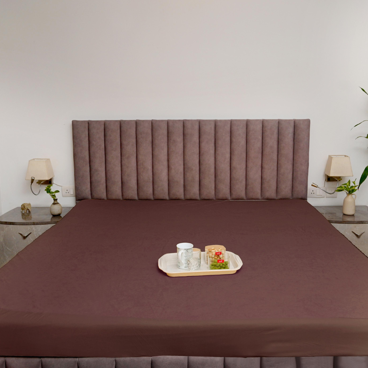 Dark Brown Terry Elastic Mattress Protector