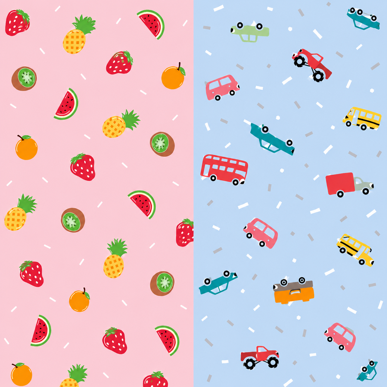 Fruits & Car Print Premium Matty Combo