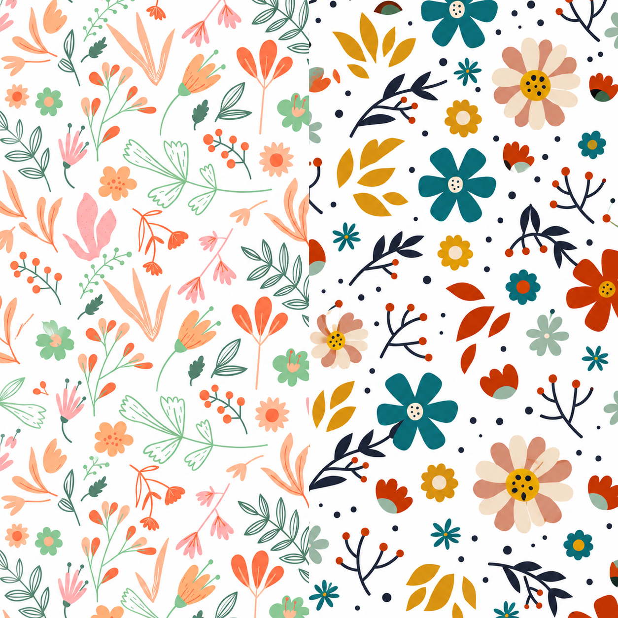 Leaves & Floral Print Premium Matty Combo