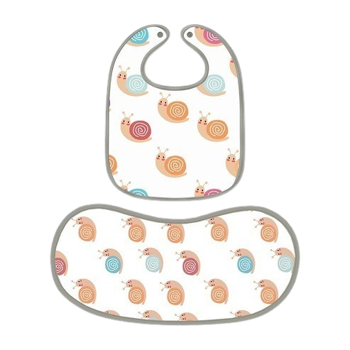 Happy Matty Snail Print Burp & Bib Sheet