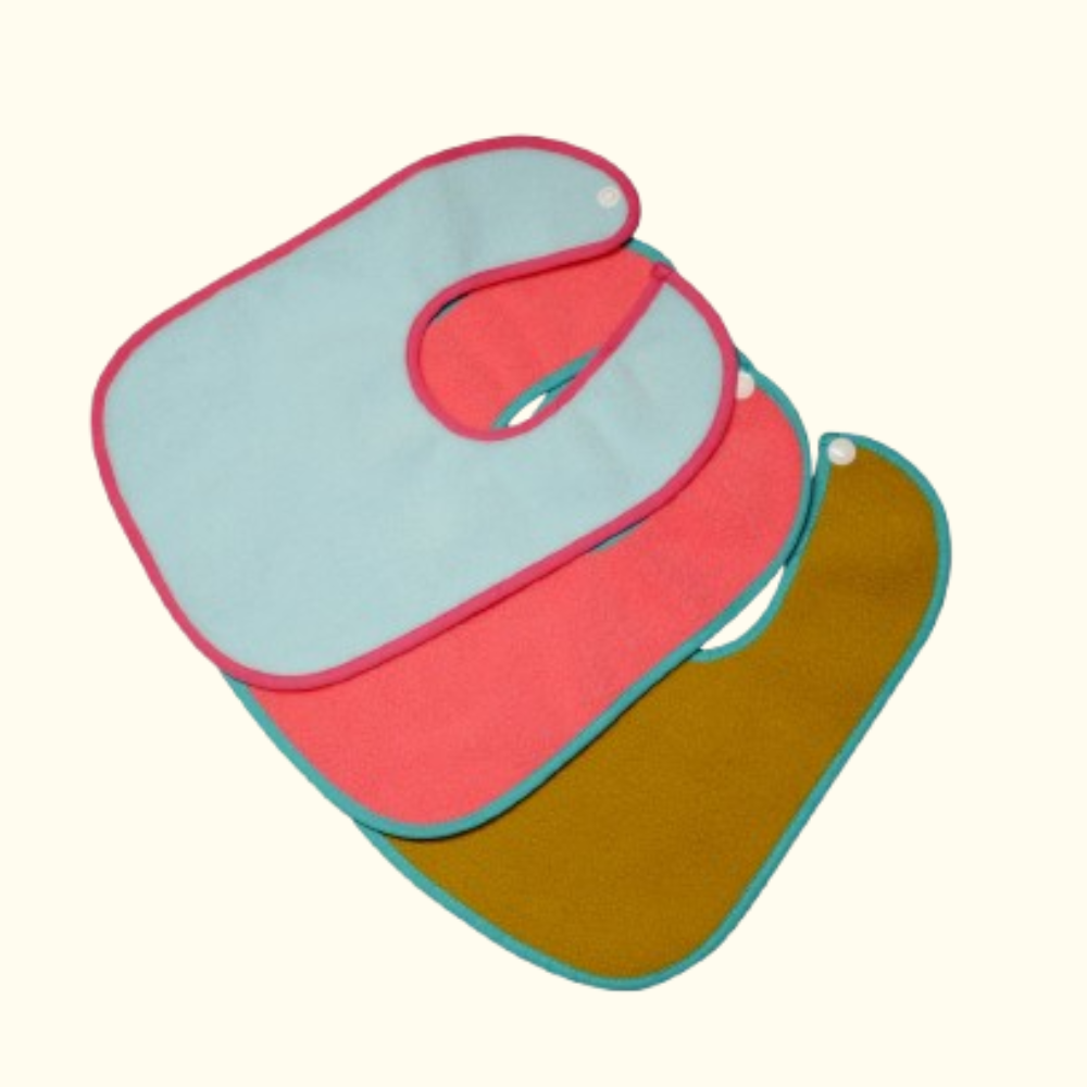 Light Green + Violet + Beige - Absorbent Bibs (Pack of 3)
