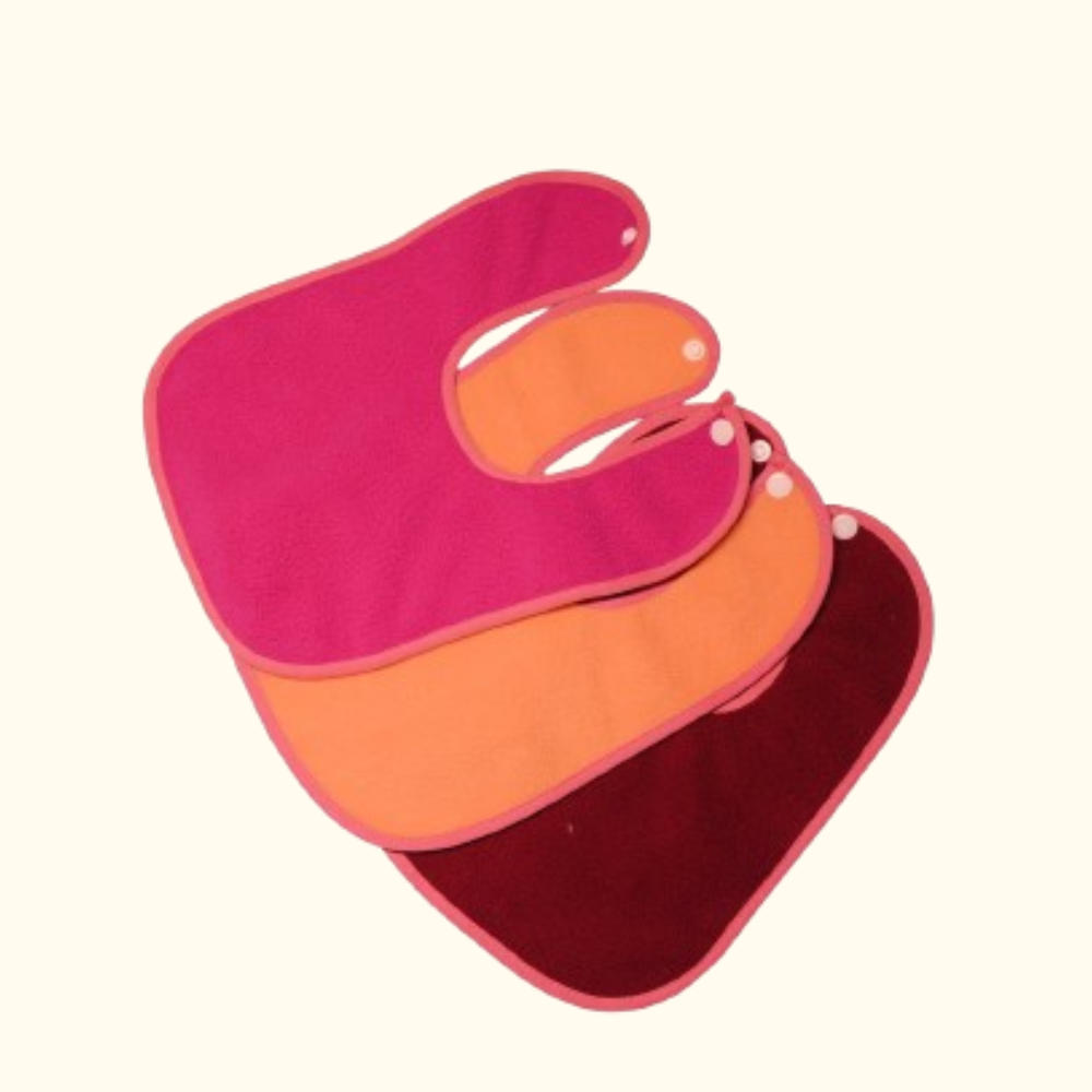 Peach + Yellow + Maroon - Absorbent Bibs (Pack of 3) | Medium