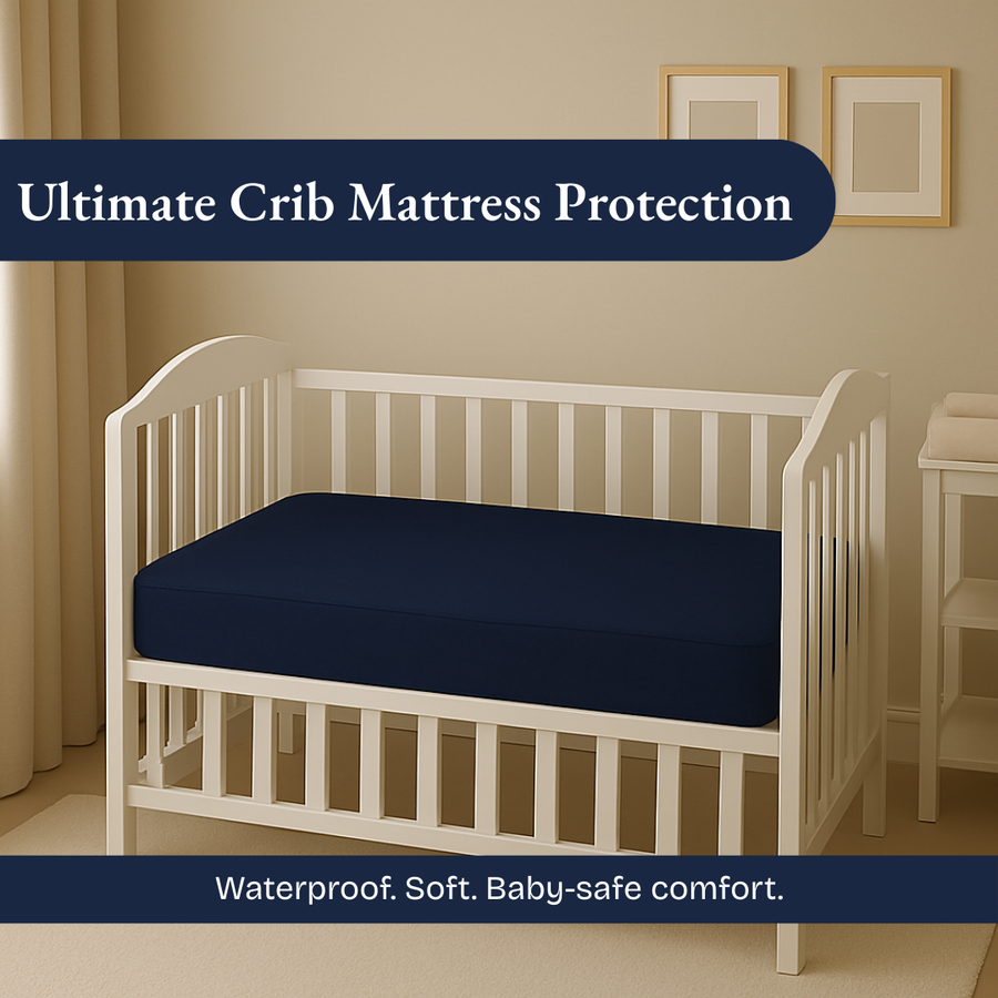 Waterproof Blue Crib Mattress Protector Sheet