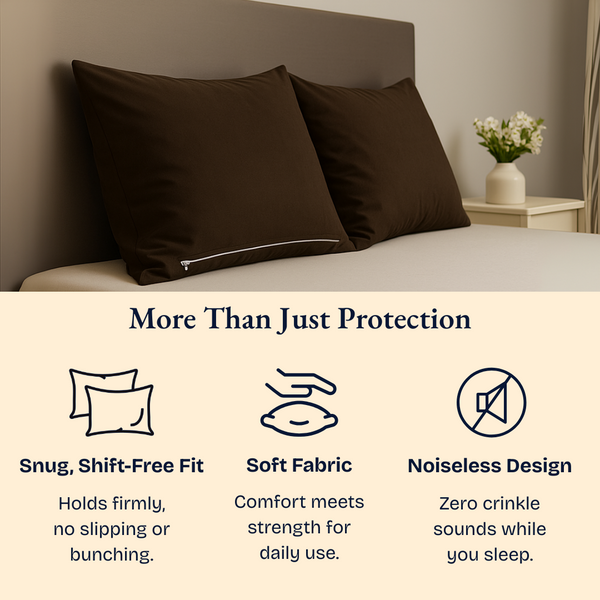 Dark Brown Waterproof Pillow Protectors