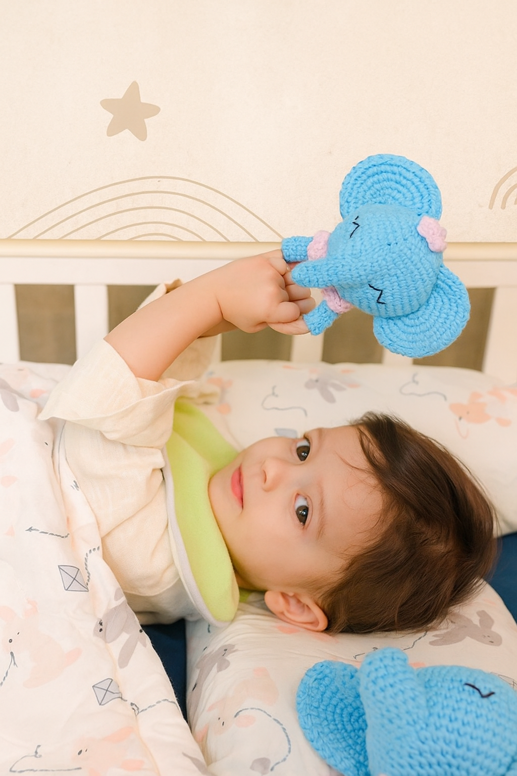 Cute Elephant Crochet Rattles for Baby Playtime