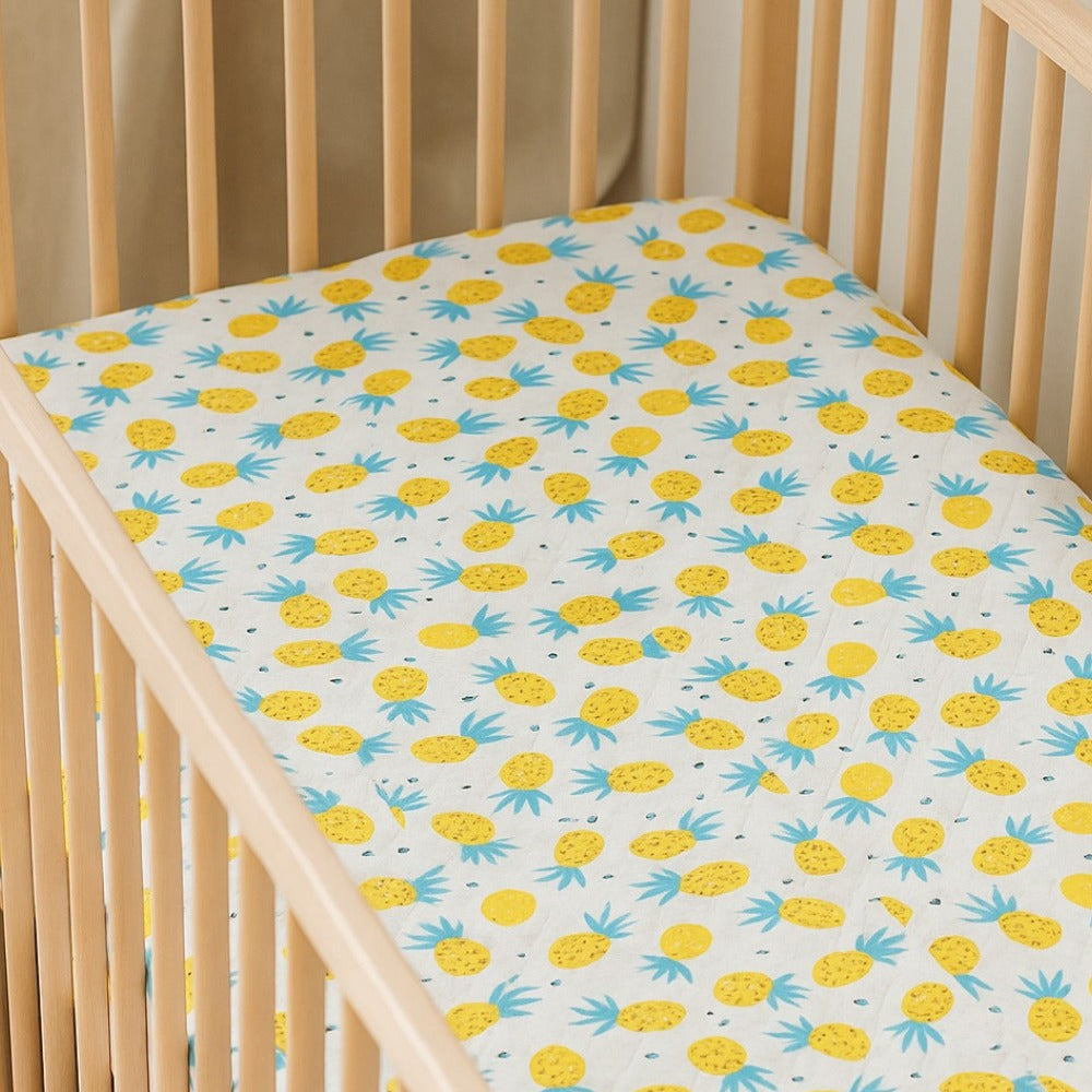 Pineapple Print Crib Sheet That Brightens Baby Nurseries