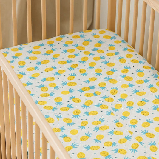 Pineapple Print Crib Sheet That Brightens Baby Nurseries