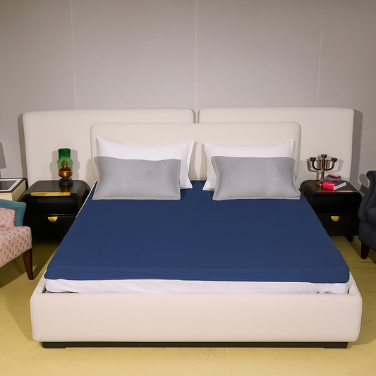 Terry Elastic Navy Blue Waterproof Mattress Protector