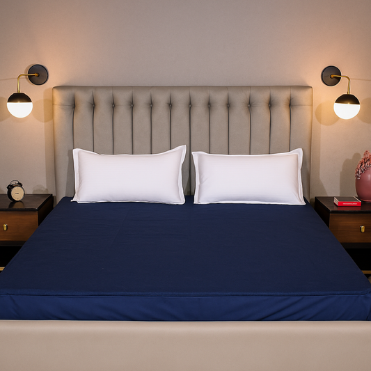 Terry Navy Blue Waterproof Mattress Protector