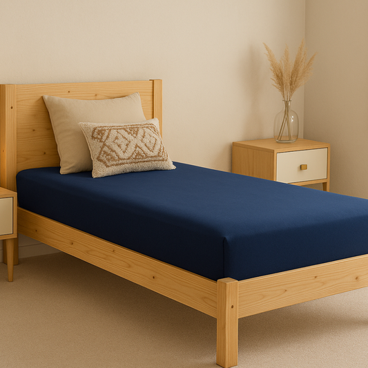 Lycra Navy Blue Single Bed Waterproof Mattress Protector