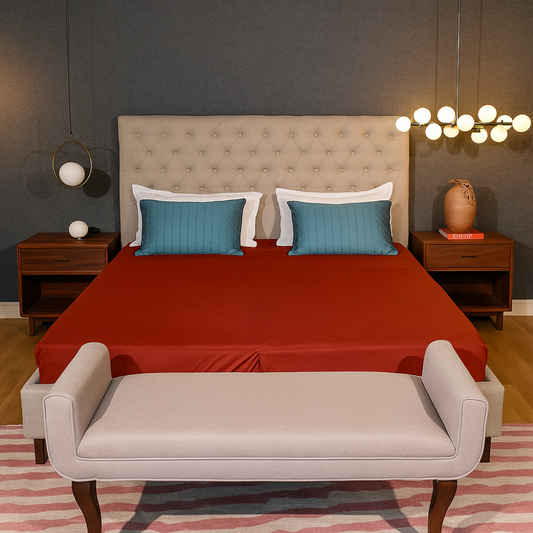 Lycra Maroon Waterproof Mattress Protector