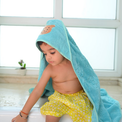 Blue Teddy Hooded Towel