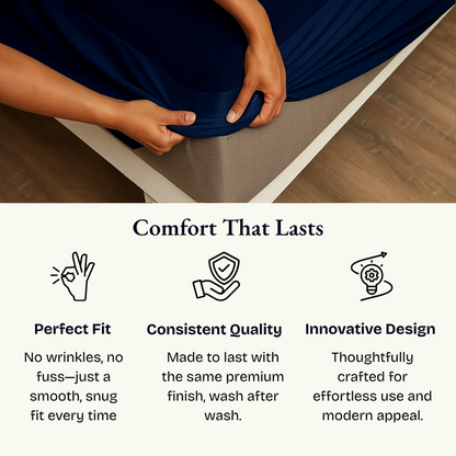 Lycra Navy Blue Waterproof Mattress Protector
