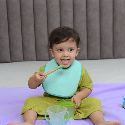 Sea Blue + Salmon Rose + Golden - Absorbent Bibs Large (Pack of 3)