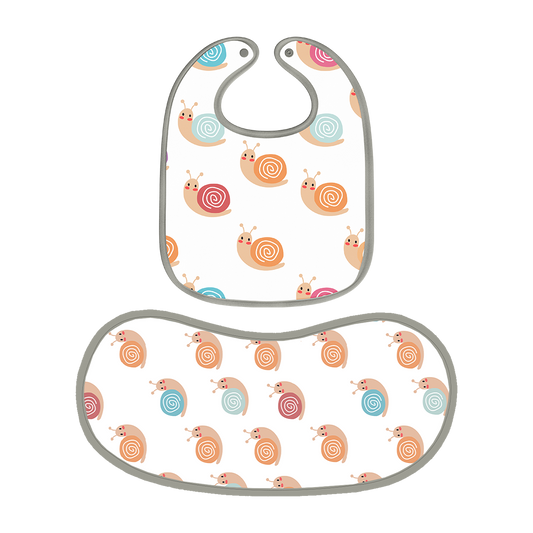 Happy Matty Snail Print Burp & Bib Sheet