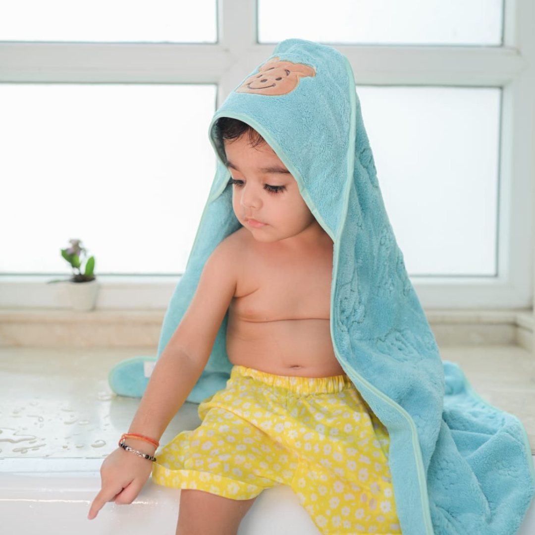 Blue Teddy Hooded Towel