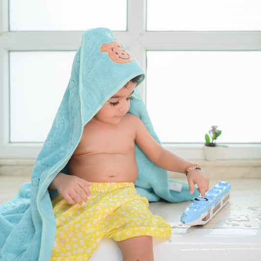 Blue Teddy Hooded Towel