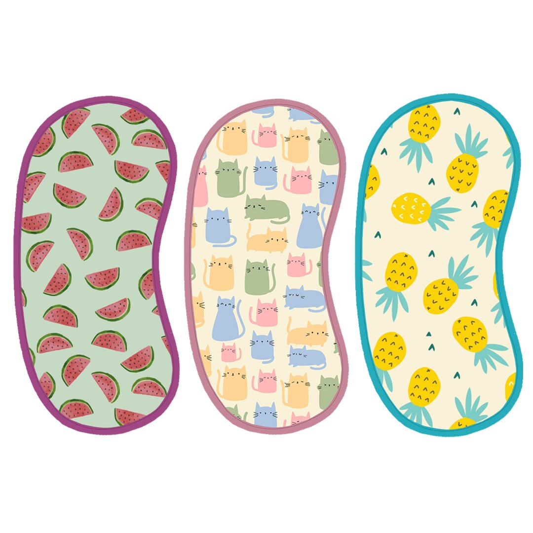 Watermelon, Pineapple & Cat Print Burp Sheets Medium (Pack of 3)
