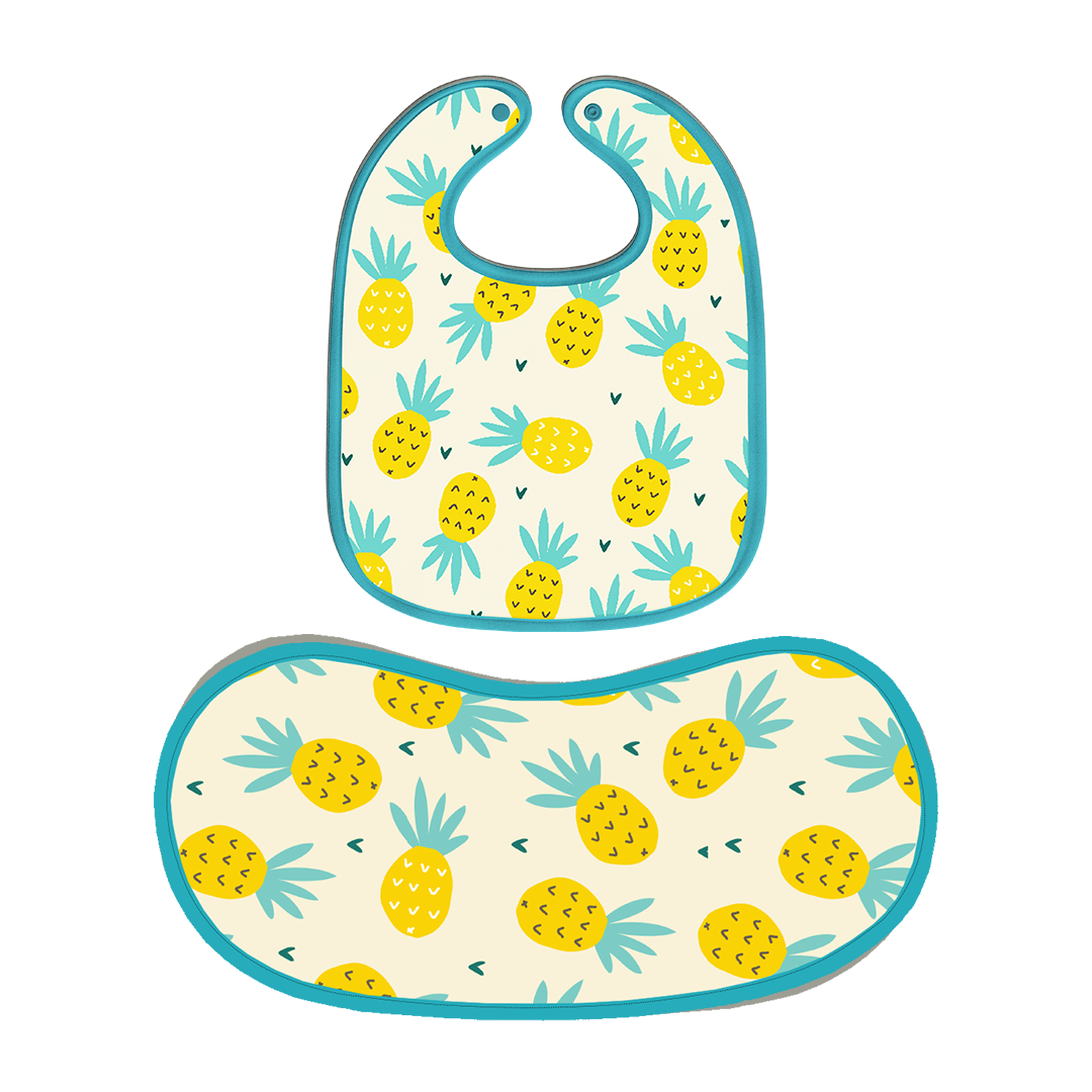 Happy Matty Pineapple Print Burp & Bib Sheet