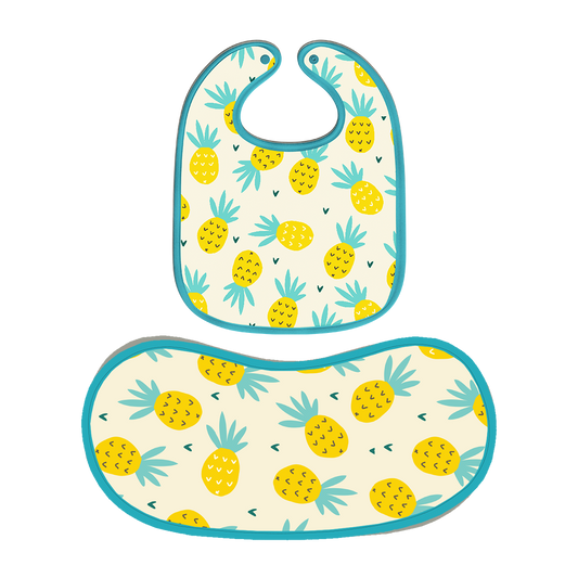 Happy Matty Pineapple Print Burp & Bib Sheet