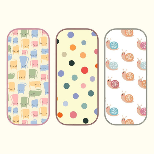 Polka Dots, Snail & Cat Print Burp Sheet  Medium (Pack of 3)