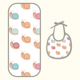 Happy Matty Snail Print Burp & Bib Sheet Small