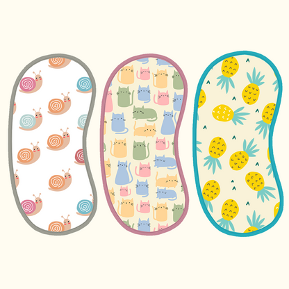 Pineapple, Snail & Cat Print Baby Burp Sheet (Pack of 3)