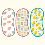 Pineapple, Snail & Cat Print Baby Burp Sheet Large (Pack of 3)