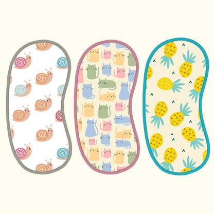Pineapple, Snail & Cat Print Baby Burp Sheet Medium (Pack of 3)