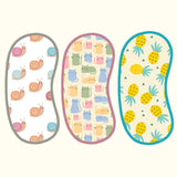 Pineapple, Snail & Cat Print Baby Burp Sheet Large (Pack of 3)