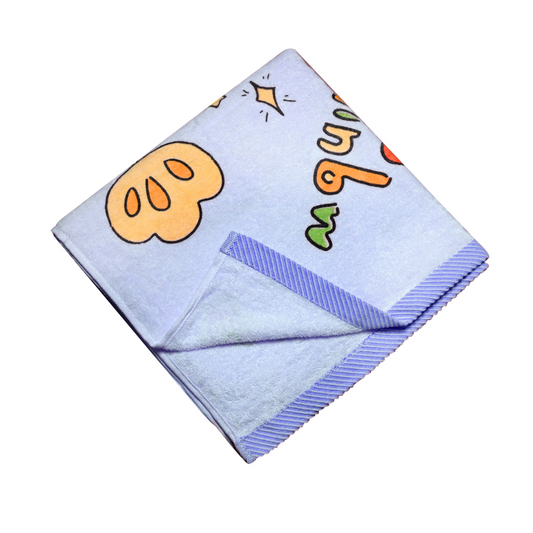 Baby Blue Printed Towel