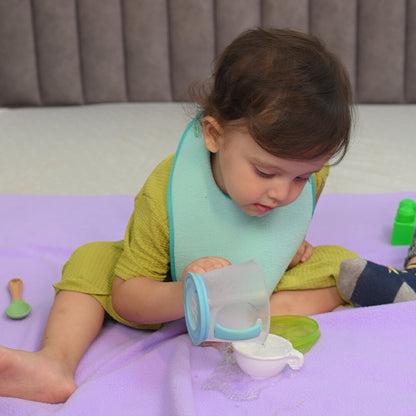 Peach + Sky Blue + Maroon - Absorbent Bibs Large (Pack of 3)