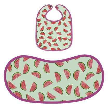 Happy Matty Watermelon Print Burp & Bib Sheet