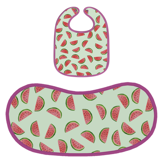 Happy Matty Watermelon Print Burp & Bib Sheet