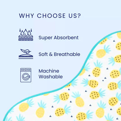 Happy Matty Pineapple Print Bib & Burp Sheet Large