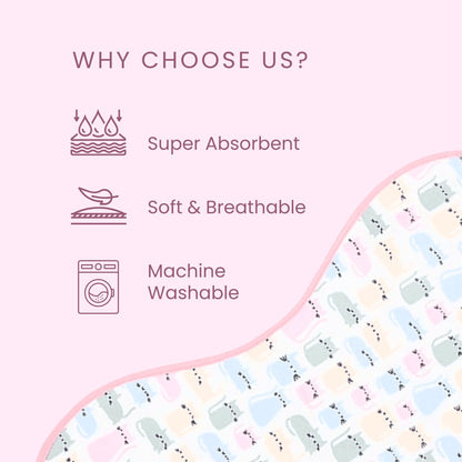 Watermelon, Pineapple & Cat Print Burp Sheets Large (Pack of 3)
