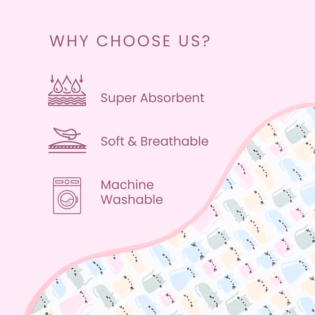 Polka Dot, Watermelon & Cat Print Burp Sheet Medium (Pack of 3)