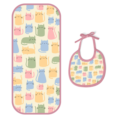 Happy Matty Cat Print Burp & Bib Sheet