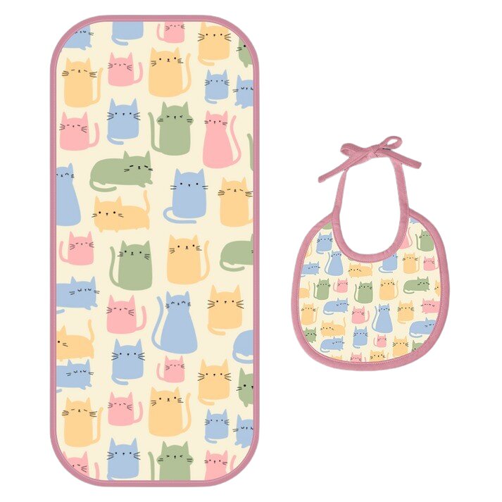 Happy Matty Cat Print Burp & Bib Sheet Large