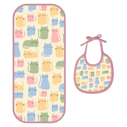 Happy Matty Cat Print Burp & Bib Sheet Large