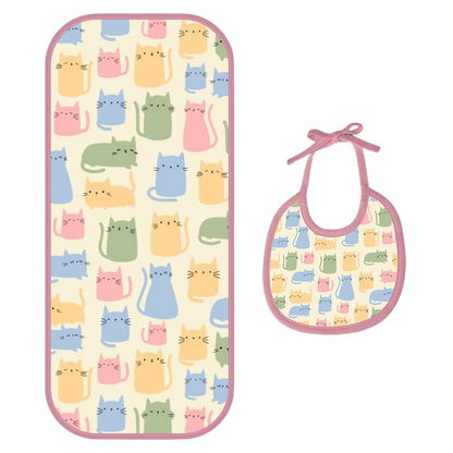Happy Matty Cat Print Burp & Bib Sheet Large