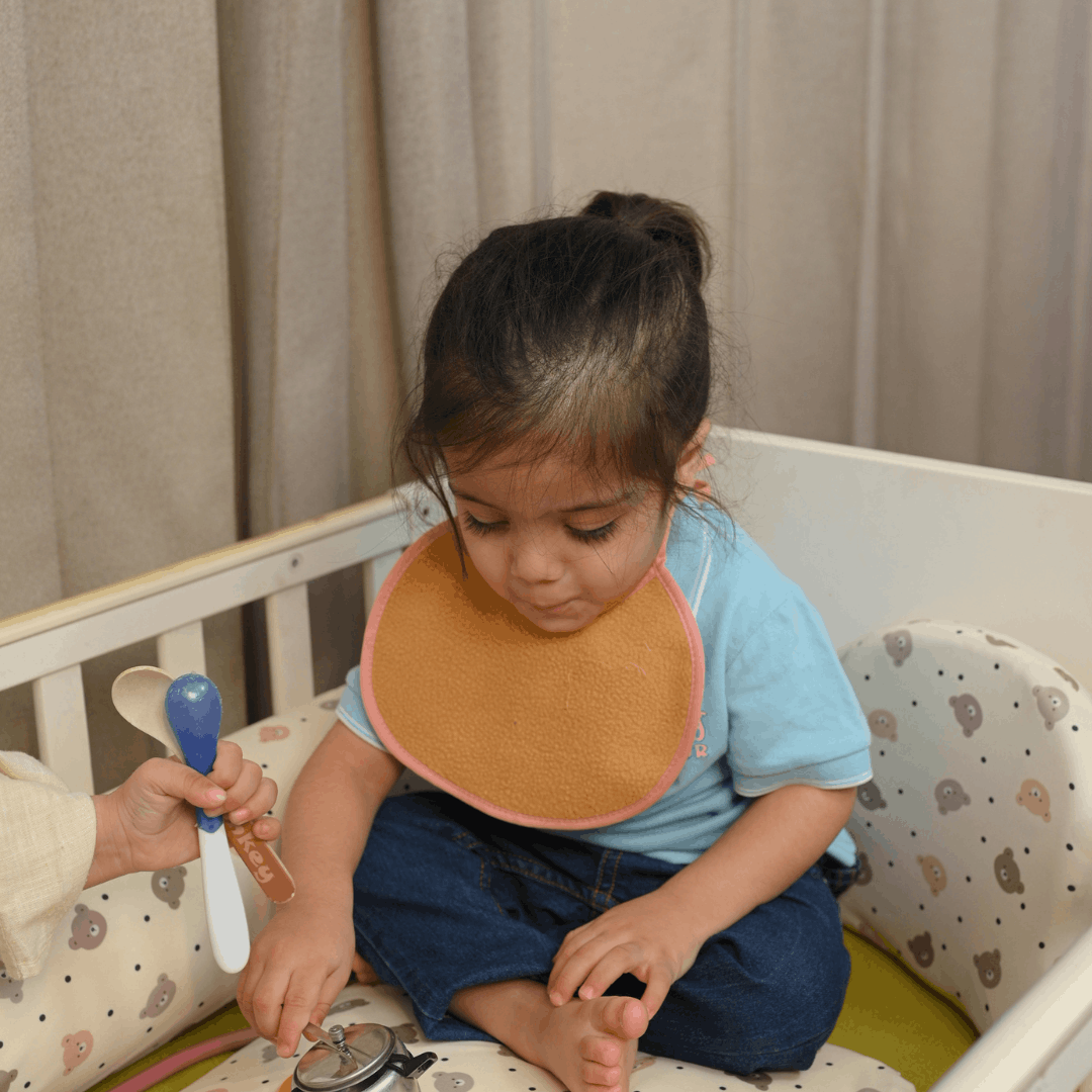 Peach + Yellow + Maroon - Absorbent Bibs (Pack of 3) | Medium
