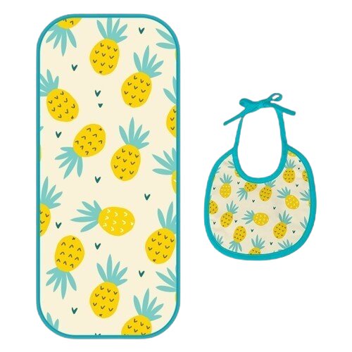 Happy Matty Pineapple Print Burp & Bib Sheet Large